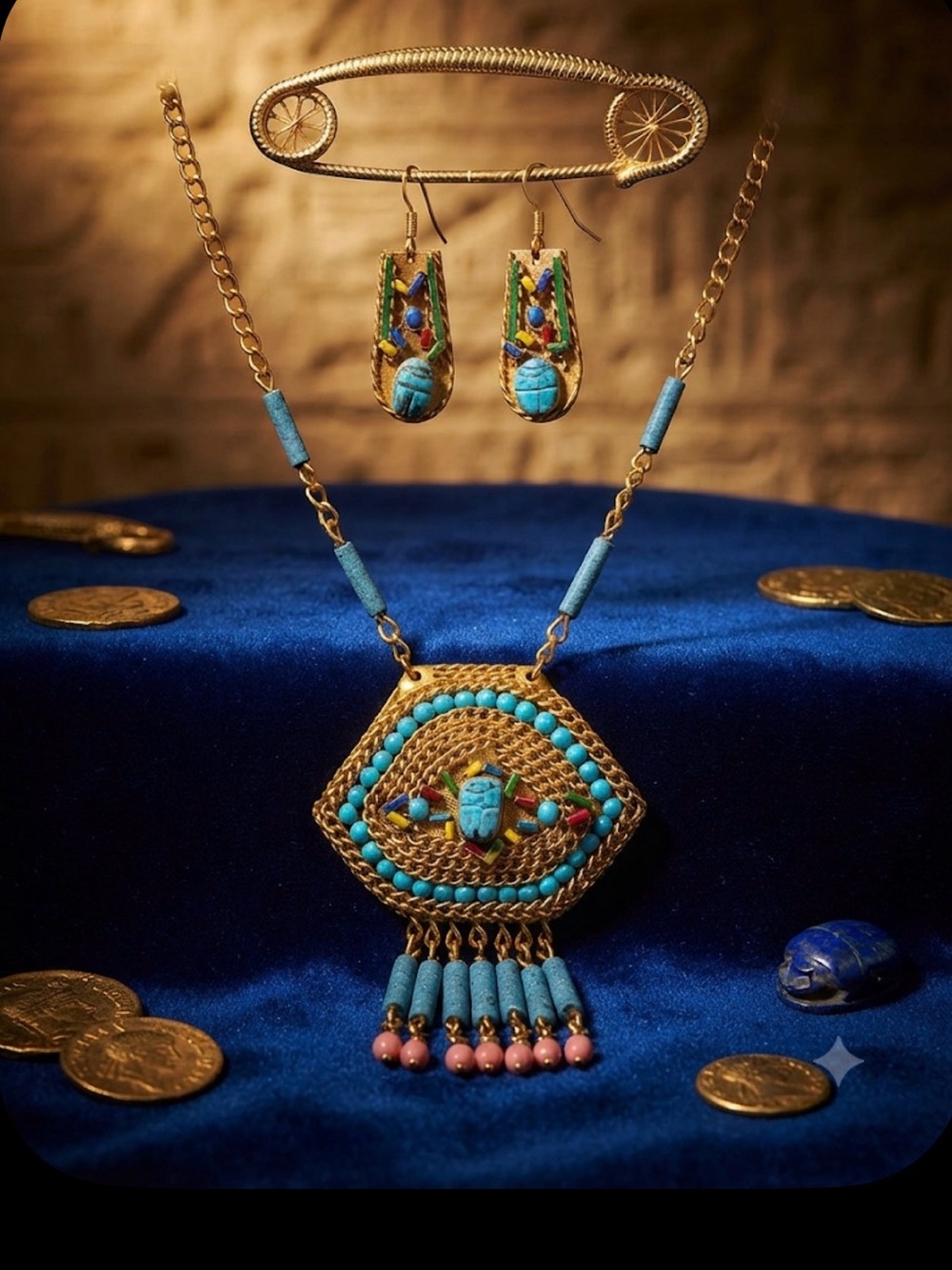 Egyptian Large Scarab (Vintage) Revival Set - Picture 2 of 12